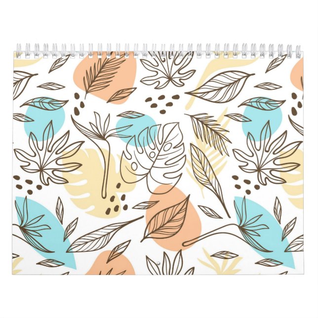 Calendrier Motif tropical d'été dessiné à la main (Protection)