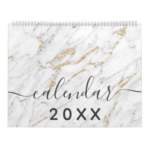 Calendrier motifs modernes, sobres et élégants en marbre