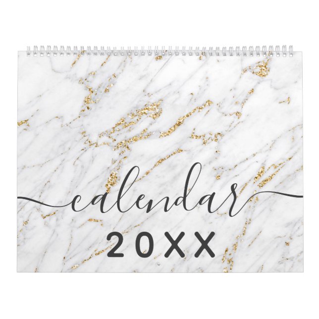 Calendrier motifs modernes, sobres et élégants en marbre (Protection)
