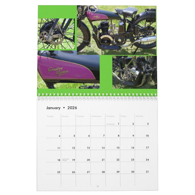 Calendrier Motos antiques classiques (Jan 2026)