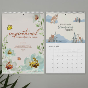 Calendrier Mots et Art Inspirationnels 2026 Personnalisé