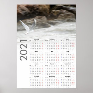 Calendrier Mouette 2021 Affiche - Lundi en premier