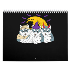 Calendrier Mummy witch siberian husky dog assolé