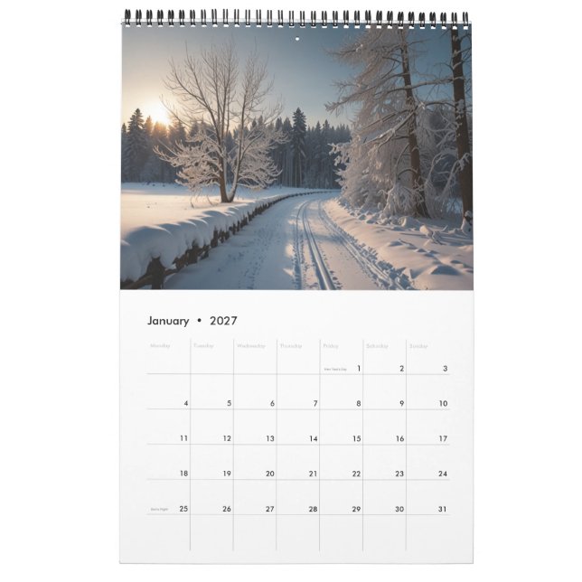Calendrier Mur Pittoresque 2025 (Jan 2027)