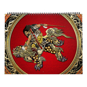 Calendrier Mural [100] Hokusai - Shoki Riding Shishi Lion