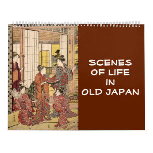 Calendrier Mural 12 mois Scènes du Vieux Japon (art japonais)