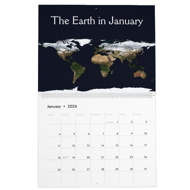 Calendrier Mural 12 mois sur terre (Jan 2026)