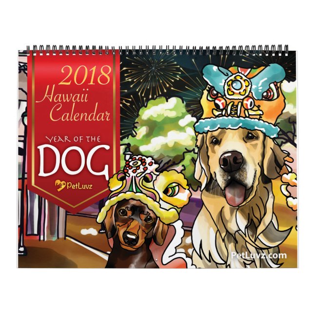 Calendrier Mural 2018 Année du chien, Hawaii (Protection)