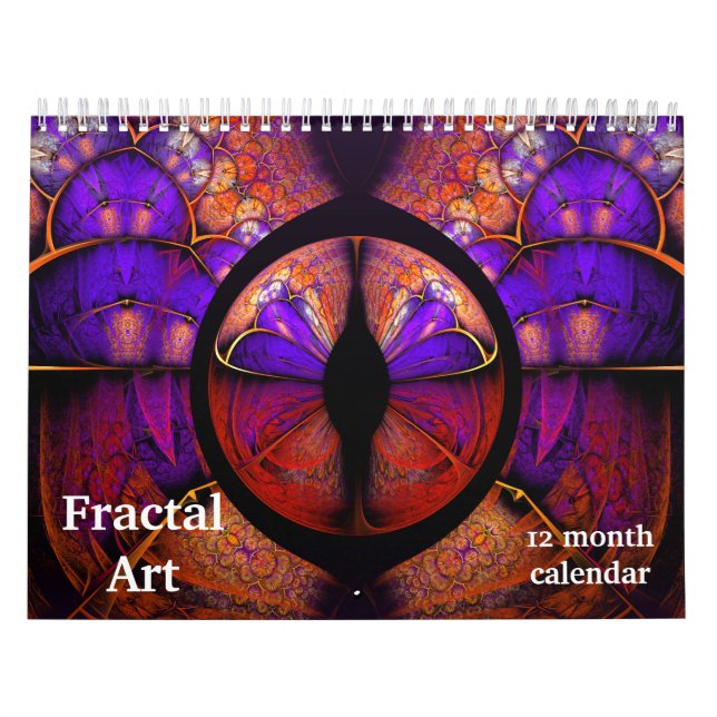 Calendrier Mural 2026 Fractal Art Abstrait Psychédélique (Protection)