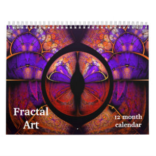 Calendrier Mural 2026 Fractal Art Abstrait Psychédélique