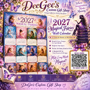 Calendrier mural 2027 des fées magiques Poster