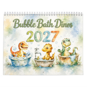 Calendrier mural 2027 Dinosaures bébés à l'aquarel