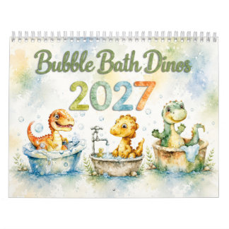 Calendrier mural 2027 Dinosaures bébés à l'aquarel