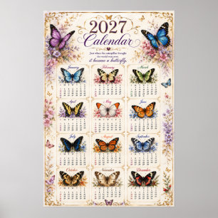 Calendrier mural 2027 papillon affiche