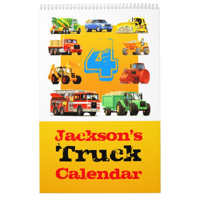 Calendrier Mural 4ème camion de construction d'anniversaire de (Protection)