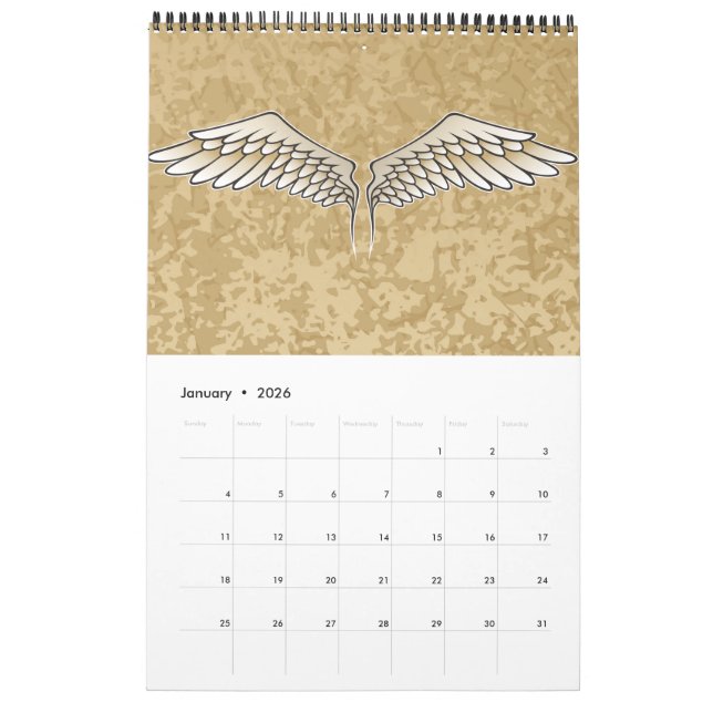 Calendrier Mural Ailes beiges (Jan 2026)