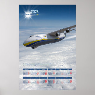 Calendrier Mural Annuel 2026 Poster Antonov-225 Mr