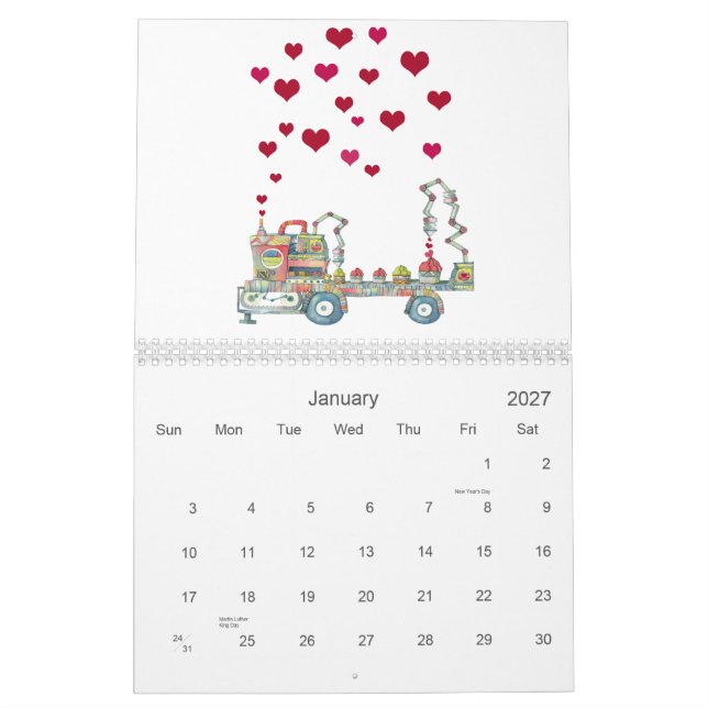 Calendrier Mural aquarelle (Jan 2027)