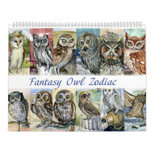 Calendrier Mural Aquarelles 2015 d'imaginaire de zodiaque de hibou
