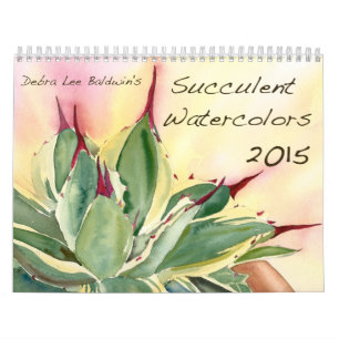 Calendrier Mural Aquarelles succulentes 2015 par Debra Lee Baldwin