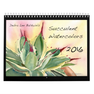 Calendrier Mural Aquarelles succulentes 2016 par Debra Lee Baldwin