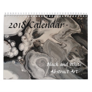Calendrier Mural Art abstrait fluide noir et blanc