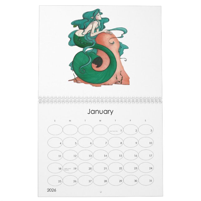Calendrier Mural Art de sirènes ..... par Ninamarie (Jan 2026)