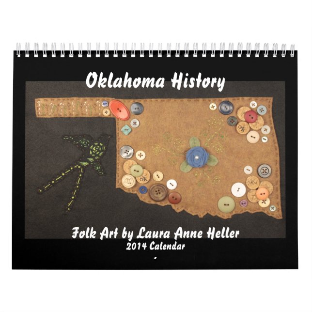 Calendrier Mural Art populaire d'histoire de l'Oklahoma par Laura (Protection)