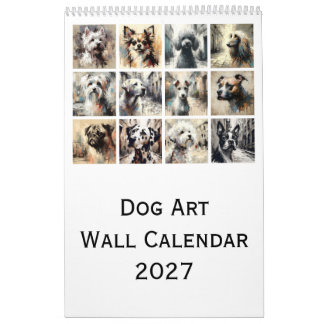 Calendrier mural artistique de chiens 2027, Portra