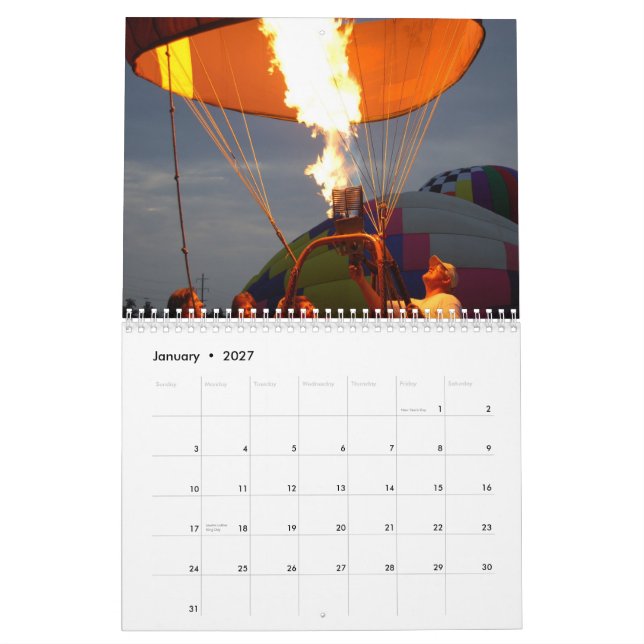 Calendrier Mural Ballons à air chauds, 2009 (Jan 2027)