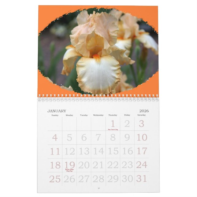 Calendrier Mural Belles fleurs tout au long de l'année (Jan 2026)