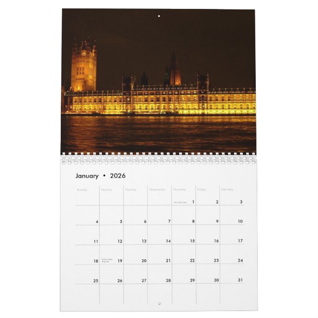 Calendrier Mural Capitales européennes (Jan 2026)