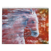 Calendrier mural chevaux aquarelle 2027