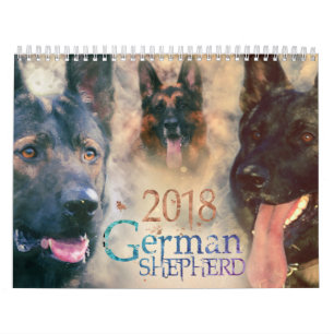 Calendrier Mural Chien de berger allemand GSD 2018 - aquarelle
