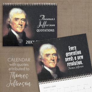 Calendrier Mural Citations de Thomas Jefferson avec photo président