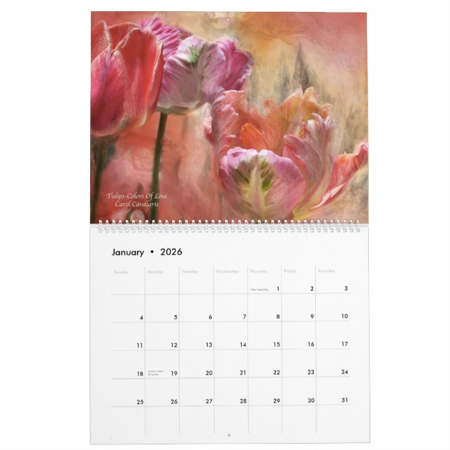 Calendrier Mural Collection d'art florale de collection Romance (Jan 2026)