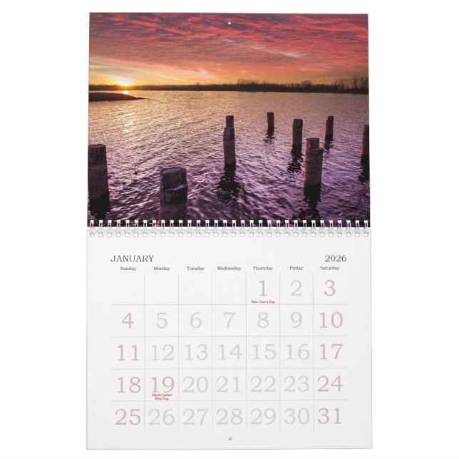 Calendrier Mural Couchers du soleil 2013 du Nébraska (Jan 2026)