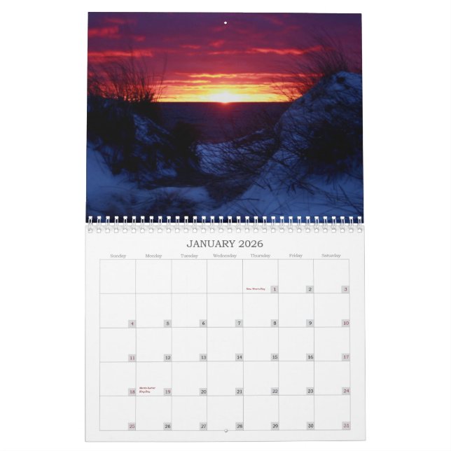Calendrier Mural Couchers du soleil et tels (Jan 2026)