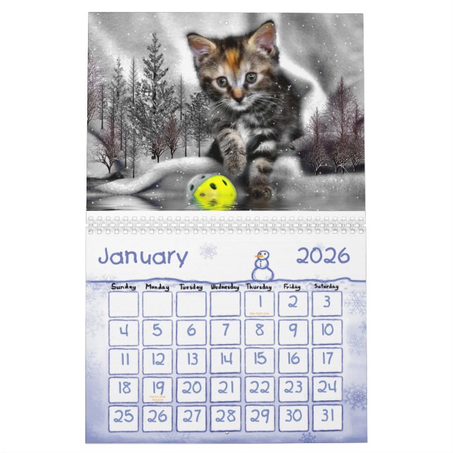 Calendrier Mural Cuisineux chatons (Jan 2026)