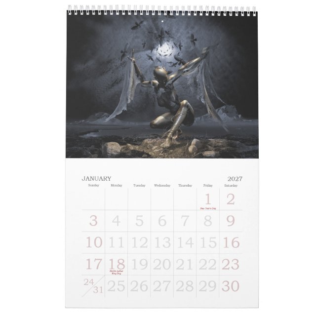 Calendrier mural de "anges et de démons" 2013 (Jan 2027)