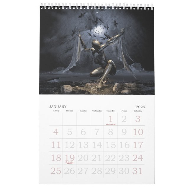 Calendrier mural de "anges et de démons" 2013 (Jan 2026)