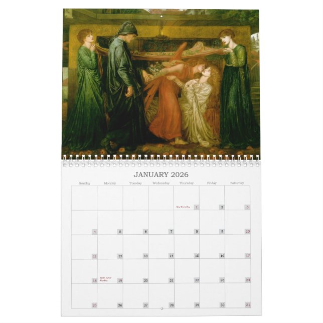Calendrier mural de Gabriel Dante Rossetti (Jan 2026)