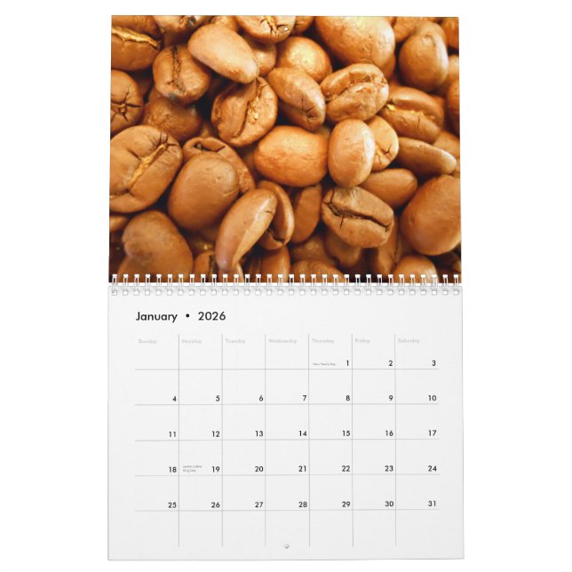Calendrier mural de grains de café (Jan 2026)