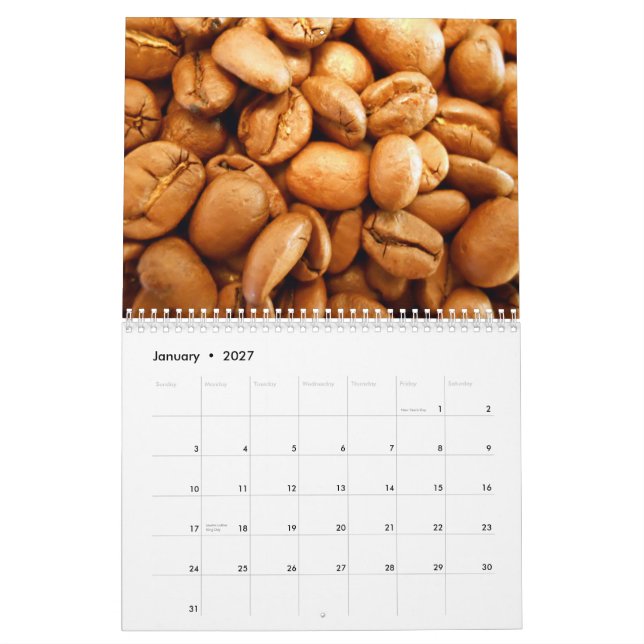 Calendrier mural de grains de café (Jan 2027)