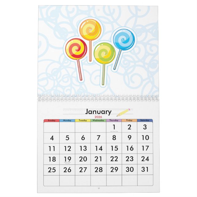 Calendrier mural de Kawaii (Jan 2026)