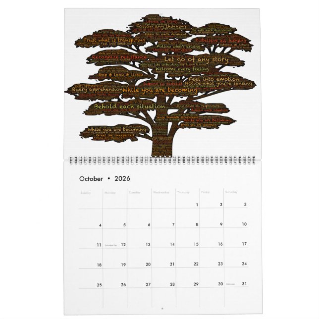 Calendrier mural de mot et d'Emoji-Art (Oct 2026)