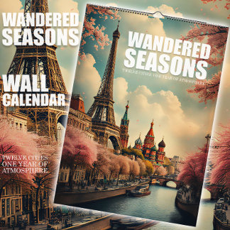 Calendrier mural de voyage avec 12 villes et saiso