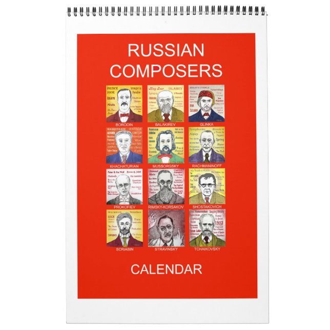 Calendrier mural des COMPOSITEURS RUSSES (Protection)