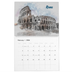 Calendrier mural des croquis de ville 2026 - tiré 