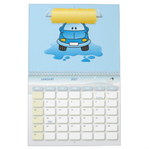 Calendrier Mural Dessin animé de lavage de voiture